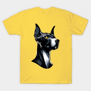 Stunning and Cool American Hairless Terrier Monochrome and Gold Portrait for Father's Day T-Shirt